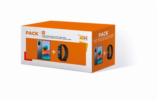 Pack Smartphone Xiaomi Redmi Note 10 Pro 6.67"" Double SIM 6 Go RAM 128 Go Gris + Bracelet connecté Xiaomi Mi Smart Band 6 Noir État correct - Xiaomi reconditionné disponible sur Fnac