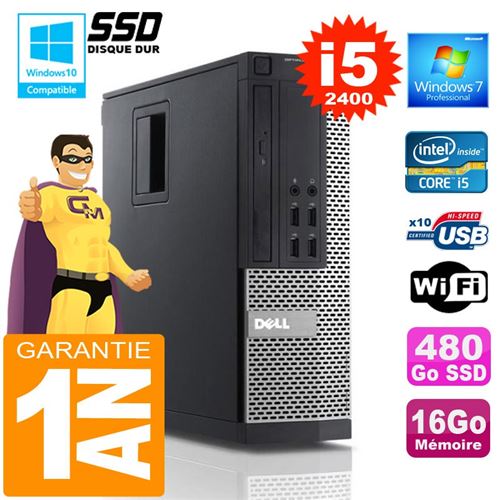 Pc dell 990 sff core i5-2400 ram 16go disque 480 go ssd wifi w7 État correct - Dell reconditionné disponible sur Fnac