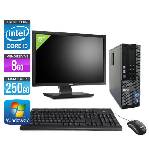 Ordinateur Dell Optiplex 790 SFF + Ecran 22'' - Noir - Intel Core i3-2120 / 3.30 GHz - RAM 8 Go - HDD 250 Go - DVDRW - Gigabit Ethernet - Windows 7 Professionnel État correct - Dell reconditionné disponible sur Fnac