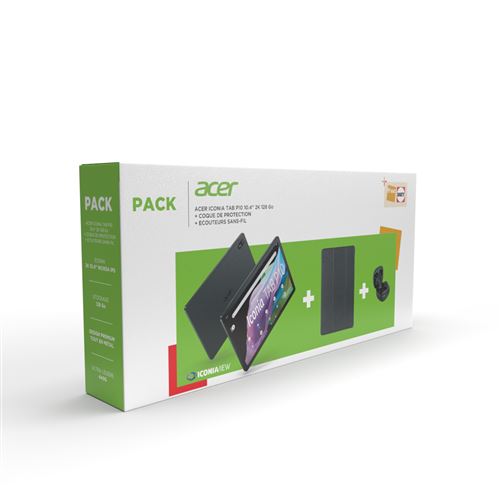 Pack Tablette tactile Acer Iconia Tab P10-11-K7UJ 10.4"" 128 Go eMMC Wifi Noir + Ecouteurs sans fil Go True Bluetooth + Coque de protection État correct - Acer reconditionné disponible sur Fnac