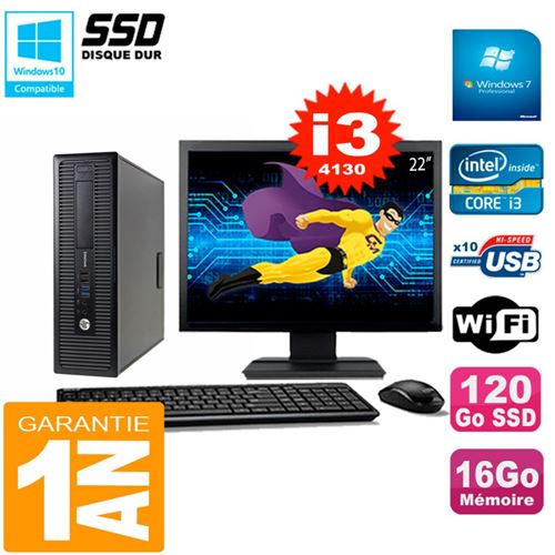 Pc hp elitedesk 800 g1 sff ecran 22' core i3-4130 16go disque 120 go ssd wifi w7 État correct - Hewlett-Packard reconditionné disponible sur Fnac