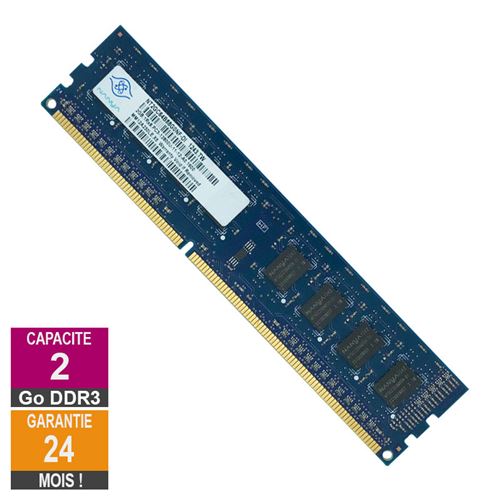 Barrette Mémoire 2Go RAM DDR3 Nanya NT2GC64B88G0NF-DI DIMM PC3-12800U État correct - Nanya Technology Corporation reconditionné disponible sur Fnac