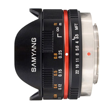 Objectif reflex Samyang Fish-eye 7,5 mm f/3.5 UMC MFT Noir; Monture Micro 4:3 État correct - Samyang reconditionné disponible sur Fnac