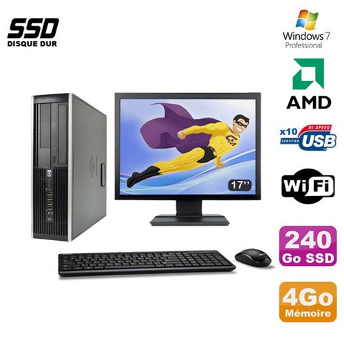 Pc hp compaq 6005 pro sff amd 3ghz 4go 240go ssd graveur wifi w7 pro 17' État correct - Hewlett-Packard reconditionné disponible sur Fnac