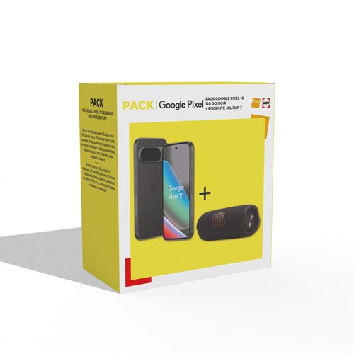 Acheter Pack Smartphone Google Pixel 10 6,3” 5G Double SIM 128 Go Noir + Enceinte JBL Flip 7 Noir État correct - 610,99 € Pack Smartphone Google Pixel 10 6,3” 5G Double SIM 128 Go Noir + Enceinte JBL Flip 7 Noir État correct - Google reconditionné disponible sur Fnac