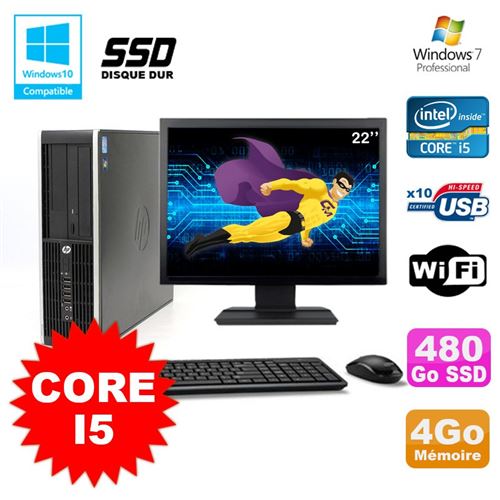 Pc hp elite 8100 sff intel core i5 3.2ghz 4go 480go ssd graveur wifi w722 État correct - Hewlett-Packard reconditionné disponible sur Fnac