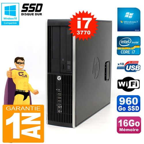 Pc hp compaq 8300 sff core i7-3770 ram 16go disque 960go ssd graveur dvd wifi w7 État correct - Hewlett-Packard reconditionné disponible sur Fnac