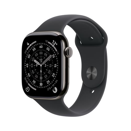 Apple Watch Series 11 GPS + Cellular 46mm Boitier en Titane Ardoise avec Bracelet Sport Noir M/L État correct - Apple reconditionné disponible sur Fnac