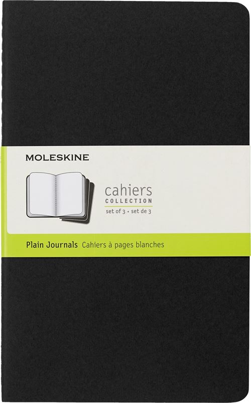 Acheter Set de 3 cahiers grand format Moleskine A pages blanches Noir État correct - 29,06 € Set de 3 cahiers grand format Moleskine A pages blanches Noir État correct - Moleskine reconditionné disponible sur Fnac