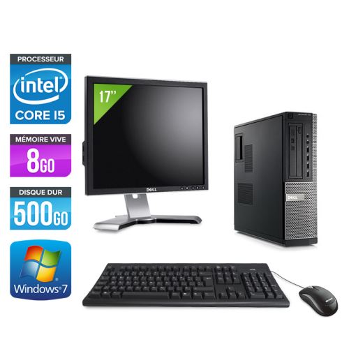 Pc Dell Optiplex 790 Desktop + Ecran 17'' - Noir - Intel Core i5-2400 / 3,10 GHz - RAM 8Go - HDD 500 Go - DVD - Gigabit Ethernet - Windows 7 Professionnel État correct - Dell reconditionné disponible sur Fnac