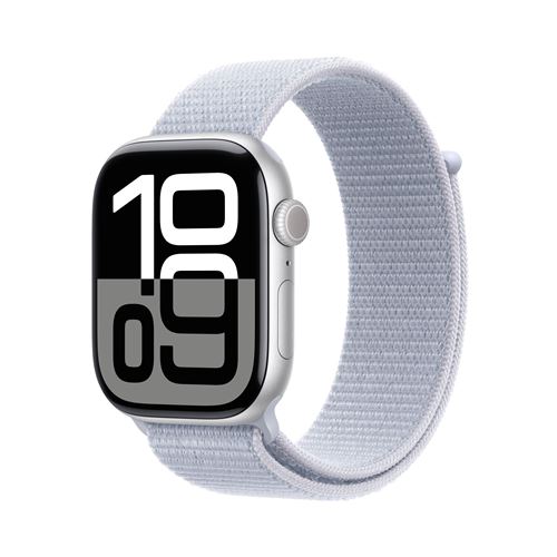Apple Watch Series 10 GPS 46mm Boîtier en Aluminium Argent avec Boucle Sport Nuée bleue État correct - Apple reconditionné disponible sur Fnac