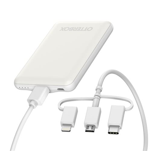 Kit de chargement Batterie externe + Câble Mfi 2.0 1m OtterBox Blanc État correct - OtterBox reconditionné disponible sur Fnac