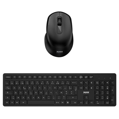 Pack de bureau Clavier + Souris sans fil Wifi Port Designs Noir État correct - Port Designs reconditionné disponible sur Fnac