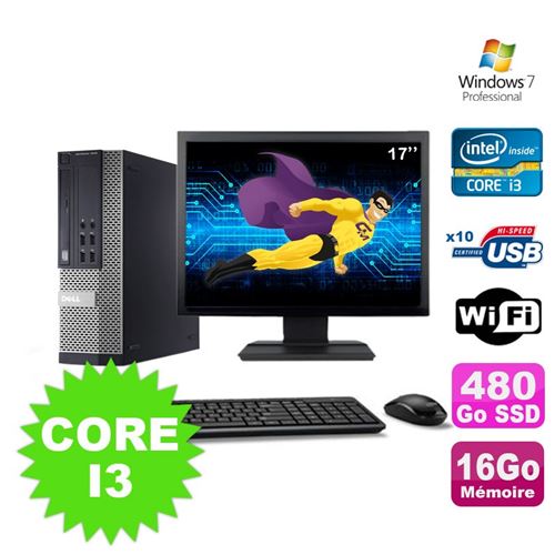 Pc dell optiplex 990 sff i3-2120 3.3ghz 16go 480go ssd dvd wifi w7 ecran 17' État correct - Dell reconditionné disponible sur Fnac