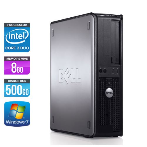 Unité centrale Dell Optiplex 780 Desktop - Gris - Intel Core 2 Duo E7500 / 2.93 GHz - RAM 8 Go - HDD 500 Go - DVD - Gigabit Ethernet - Windows 7 Professionnel État correct - Dell reconditionné disponible sur Fnac
