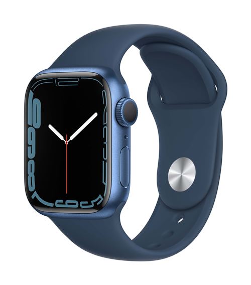 Apple Watch Series 7 GPS, boîtier Aluminium Bleu 41mm avec Bracelet Sport Bleu Abysse - État correct Apple sur Fnac