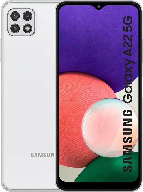 Samsung Galaxy A22 5G - 5G smartphone - double SIM - RAM 4 Go / Mémoire interne 128 Go - microSD slot - Écran LCD - 6.6"" - 2408 x 1080 pixels (90 Hz) - 3 x caméras arrière 48 MP, 5 MP, 2 MP - front camera 8 MP - blanc État correct - Samsung reconditionné disponible sur Fnac