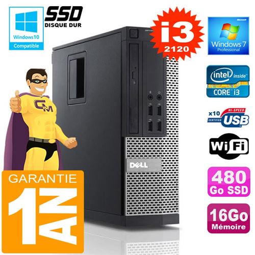 Pc dell 990 sff core i3-2120 ram 16go disque 480 go ssd wifi w7 État correct - Dell reconditionné disponible sur Fnac