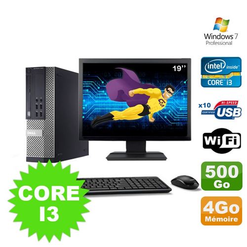Pc dell optiplex 990 sff i3-2120 3.3ghz 4go 500go dvd wifi w7 ecran 19' État correct - Dell reconditionné disponible sur Fnac