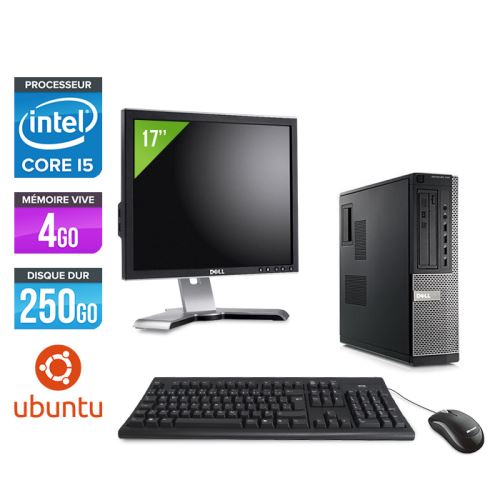 Pc Dell Optiplex 790 Desktop + Ecran 17'' - Noir - Intel Core i5-2400 / 3,10 GHz - RAM 4Go - HDD 250 Go - DVD - Gigabit Ethernet - Ubuntu / Linux État correct - Dell reconditionné disponible sur Fnac