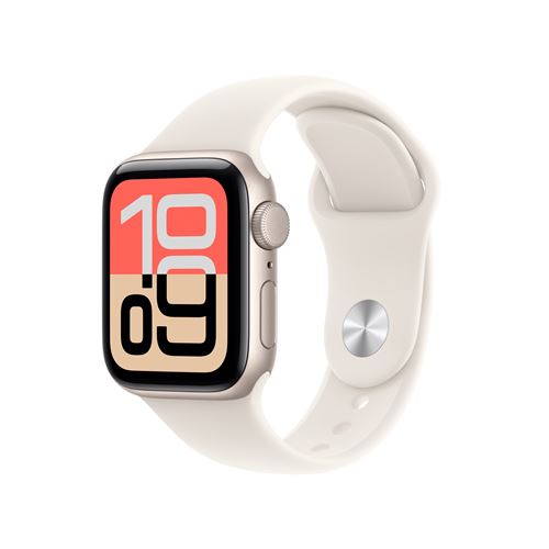 Apple Watch SE 3 GPS 40mm Boitier en Aluminium Lumiere Stellaire avec Bracelet Sport Lumiere Stellaire M/L État correct - Apple reconditionné disponible sur Fnac