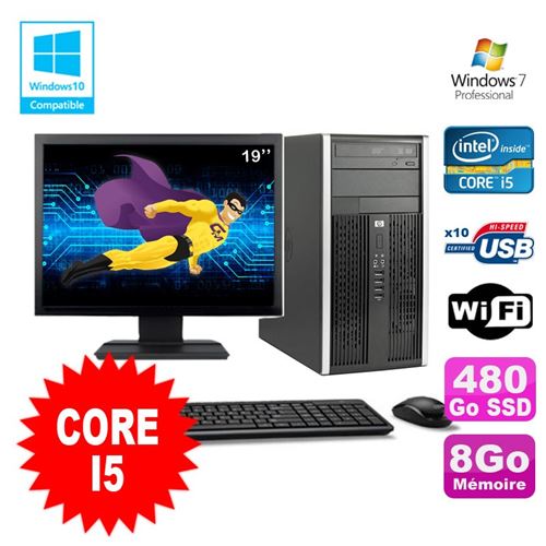 Pc tour hp pro 6200 core i5 3.1ghz 8go 480go ssd graveur wifi w7 ecran 19' État correct - Hewlett-Packard reconditionné disponible sur Fnac