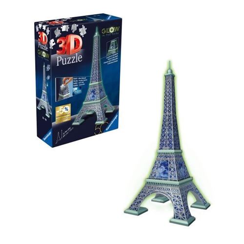 Ravensburger-Puzzle 3D Tour Eiffel Phosphorescente 50 Ans-Des 10 Ans-216P Numérotées A Assembler Sans Colle-Accessoires Inclus-11591 État correct - N/A reconditionné disponible sur Fnac
