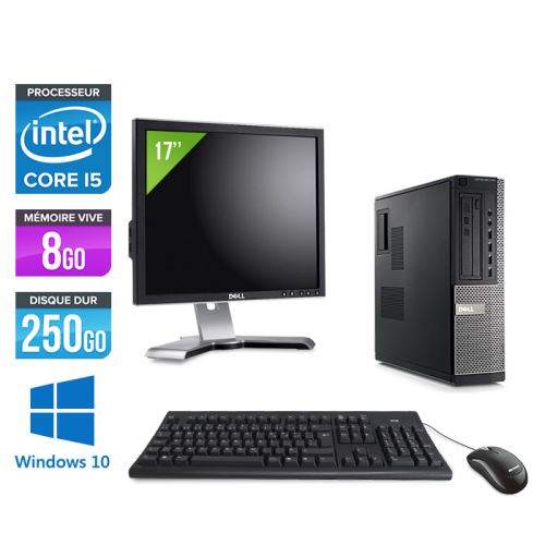 Pc Dell Optiplex 790 Desktop + Ecran 17'' - Noir - Intel Core i5-2400 / 3,10 GHz - RAM 8 Go - HDD 250 Go - DVD - Gigabit Ethernet - Windows 10 Professionnel État correct - Dell reconditionné disponible sur Fnac