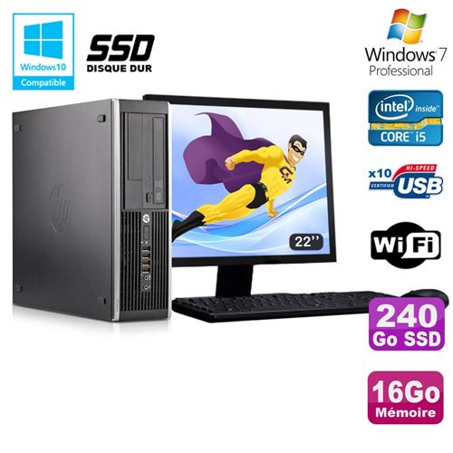 Pc hp elite 8300 sff i5-3470 3.2ghz 16go 240go ssd graveur wifi w7+ ecran 22 État correct - Hewlett-Packard reconditionné disponible sur Fnac