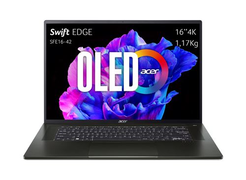PC Portable Acer Swift Edge 16 OLED SFE16-42-R8GA 16"" AMD Ryzen 7 16 Go RAM 1 To SSD Noir Olive État correct - Acer reconditionné disponible sur Fnac