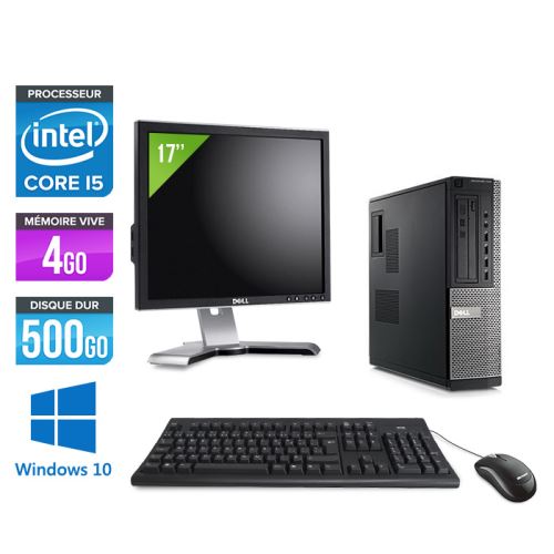 Pc Dell Optiplex 790 Desktop + Ecran 17'' - Noir - Intel Core i5-2400 / 3,10 GHz - RAM 4 Go - HDD 500 Go - DVD - Gigabit Ethernet - Windows 10 Professionnel État correct - Dell reconditionné disponible sur Fnac