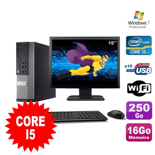 Pc dell optiplex 990 sff i5-2400 3.1ghz 16go 250go dvd wifi w7 ecran 19' État correct - Dell reconditionné disponible sur Fnac