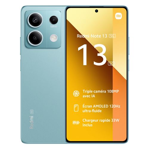 Smartphone Xiaomi Redmi Note 13 5G 6.67"" Double SIM 256 Go Bleu État correct - Xiaomi reconditionné disponible sur Fnac