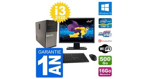 Pc tour dell 790 mt ecran 22"" core i3-2120 ram 16go disque 500go windows 10 wifi État correct - N/A reconditionné disponible sur Fnac