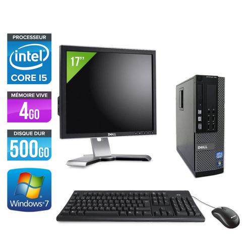 Ordinateur Dell Optiplex 790 SFF + Ecran 17'' - Noir - Intel Core i5-2400 / 3.10 GHz - RAM 4 Go - HDD 500 Go - DVD - Gigabit Ethernet - Windows 7 Professionnel État correct - Dell reconditionné disponible sur Fnac