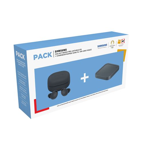 Pack Ecouteurs sans fil Bluetooth Samsung Galaxy Buds2 Pro avec réducteur de bruit Anthracite + Chargeur rapide sans fil 15 Watts Gris foncé État correct - Samsung reconditionné disponible sur Fnac