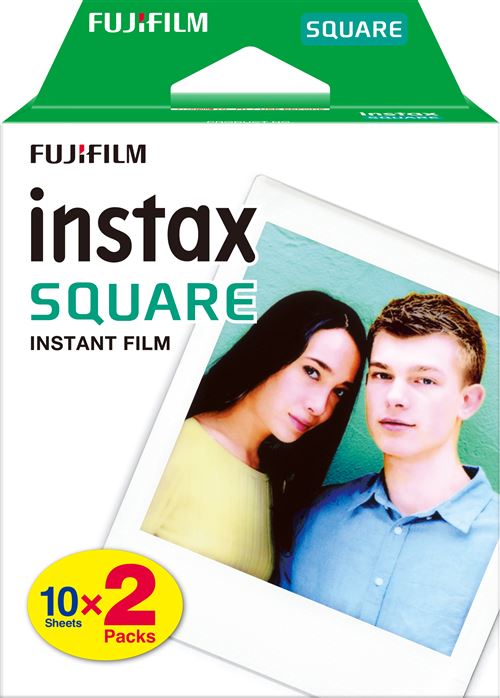 Film Fujifilm Instax Square Bi-Pack 2 x 10 poses avec cadre blanc