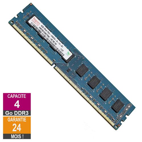 Barrette Mémoire 4Go RAM DDR3 Hynix HMT351U6CFR8C-H9 DIMM PC3-10600U État correct - SK Hynix reconditionné disponible sur Fnac