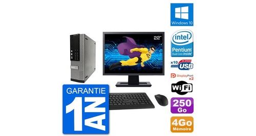 Pc dell 7010 sff ecran 22"" intel g2020 ram 4go disque 250go windows 10 wifi État correct - N/A reconditionné disponible sur Fnac