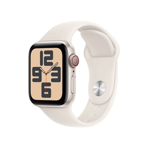Apple Watch SE GPS + Cellular 40 mm Boîtier en Aluminium Lumière Stellaire avec Bracelet Sport Lumière Stellaire S/M version 2024 État correct - Apple reconditionné disponible sur Fnac