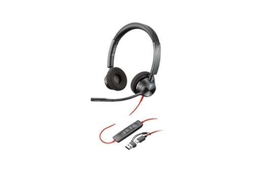 HP Poly Blackwire 3320 - Blackwire 3300 series - micro-casque - sur-oreille - filaire - USB-C - noir - certifié UC, Certifié pour Microsoft Teams État correct - N/A reconditionné disponible sur Fnac
