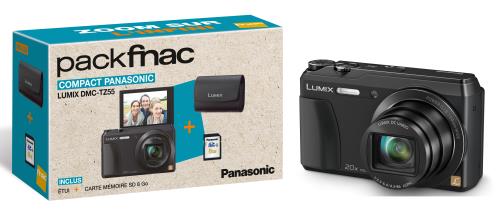 Pack Fnac : Panasonic Lumix DMC-TZ55 WiFi, Noir + Etui + Carte mémoire SD 8 Go État correct - Panasonic reconditionné disponible sur Fnac