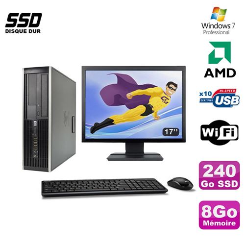 Pc hp compaq 6005 pro sff amd 3ghz 8go 240go ssd graveur wifi w7 pro 17' État correct - Hewlett-Packard reconditionné disponible sur Fnac