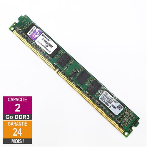 Barrette Mémoire 2Go RAM DDR3 Kingston KTH9600BS/2G DIMM PC3-10600U 1Rx8 LP État correct - Kingston reconditionné disponible sur Fnac