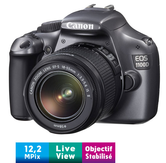 Acheter Canon EOS 1100D Gris + Obj. Canon EF-S IS 18 - 55 mm f/3.5 - 5.6 État correct - 255,99 € Canon EOS 1100D Gris + Obj. Canon EF-S IS 18 - 55 mm f/3.5 - 5.6 État correct - Canon reconditionné disponible sur Fnac