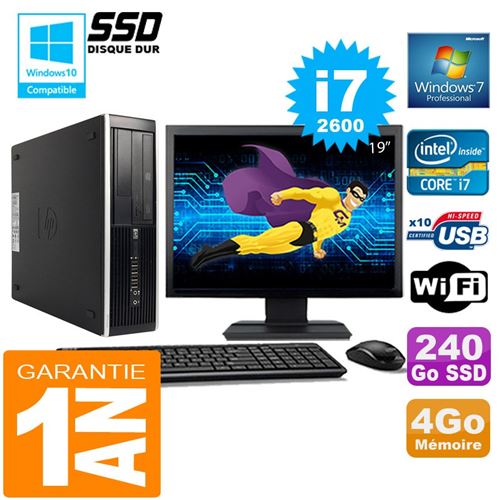 Pc hp compaq 8300 sff core i7-2600 ram 4go disque 240 go ssd wifi w7 ecran 19' État correct - Hewlett-Packard reconditionné disponible sur Fnac