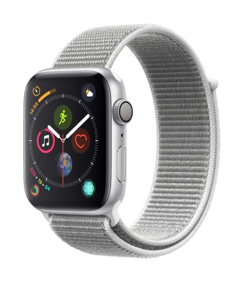 Apple Watch Series 4 44 mm Boîtier en Aluminium Argent avec Boucle Sport Coquillage