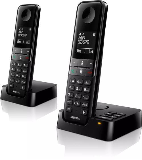 Téléphone fixe sans fil avec répondeur Philips D4752B/34 Duo Noir - État correct Philips sur Fnac