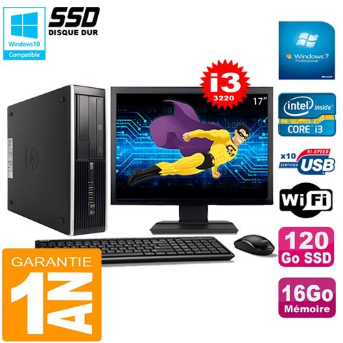 Pc hp compaq pro 6300 sff i3-3220 16go 120go ssd graveur dvd wifi w7 ecran 17' État correct - Hewlett-Packard reconditionné disponible sur Fnac