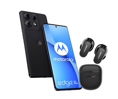 Pack Smartphone Motorola Moto Edge 50 Pro 6,7"" 5G Double nano SIM 512 Go Noir + Earbuds Bose QuietComfort II Noir État correct - Motorola reconditionné disponible sur Fnac